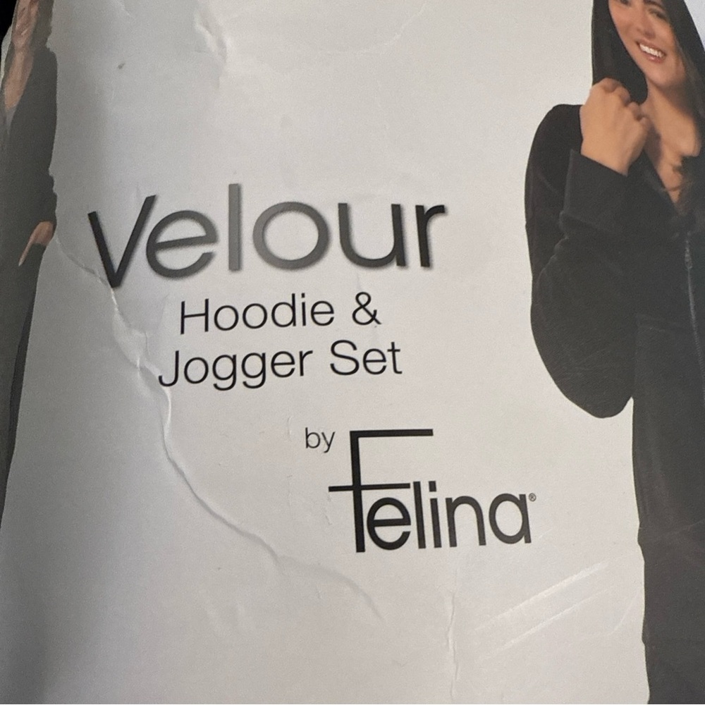 Felina Women's Velour 2 Piece Zip Hoodie and Jogger Black XXL (1813194) NWT - Picture 6 of 9